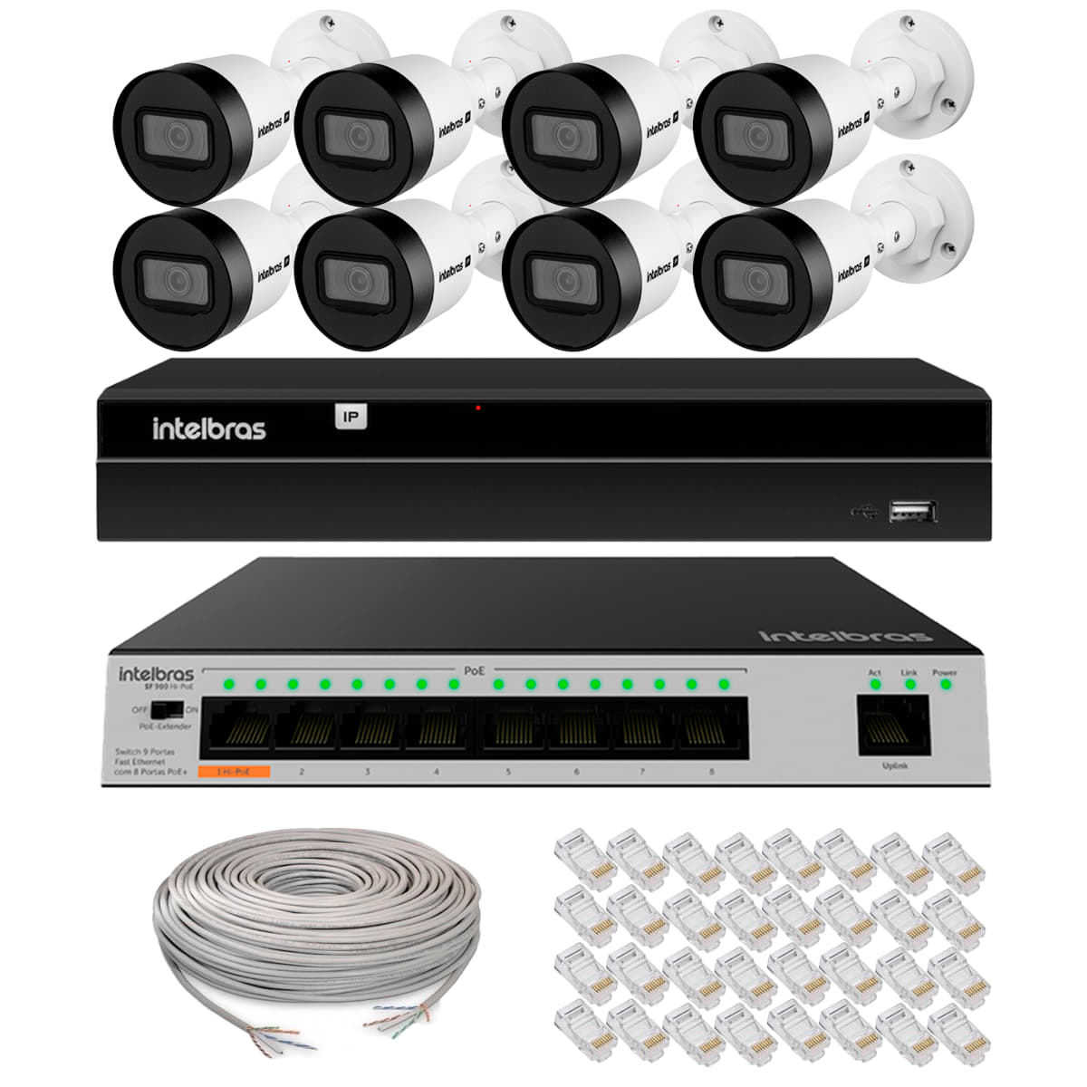 KIT-10-CFTV-IP-INTELBRAS-8-CAMERAS-BULLET-HD-1130---NVD-1408---SWITCH-POE-9-PORTAS_1