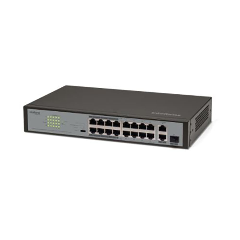 Switch 16 portas Fast Ethernet PoE + SF 1821 PoE Preto Intelbras